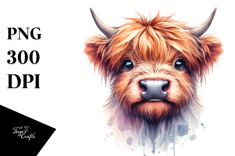Funny Highland Cow with Cool Looking Hair PNG