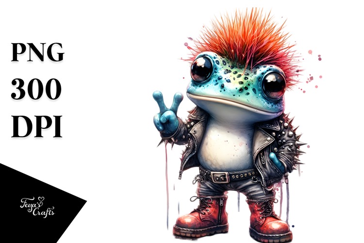 Energetic Punk Frog PNG