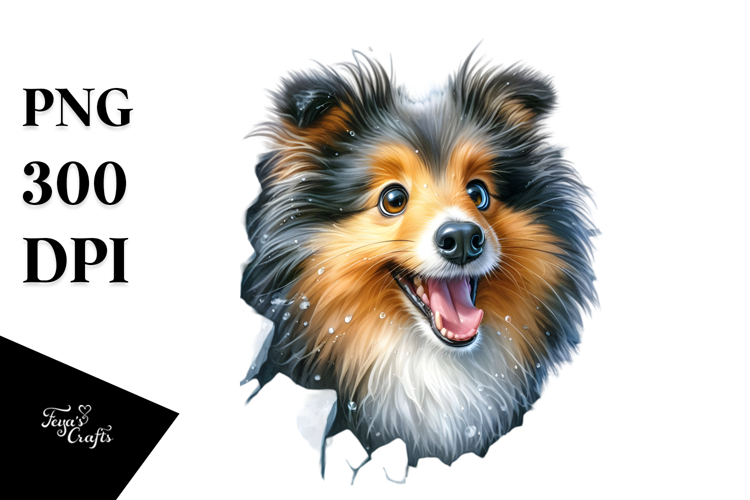 Crazy Shetland Sheepdog Watercolor