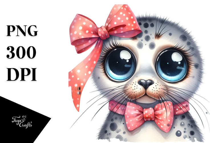 Expressive Seal Watercolor Element