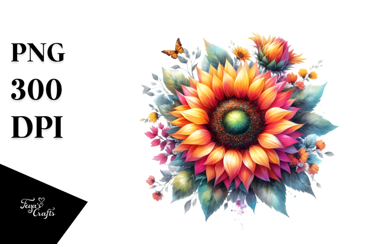 Colorful Sunflower PNG
