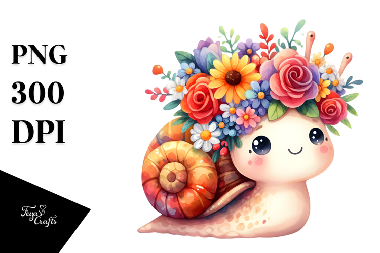 Cartoon-Style Watercolor Snail, Transparent PNG