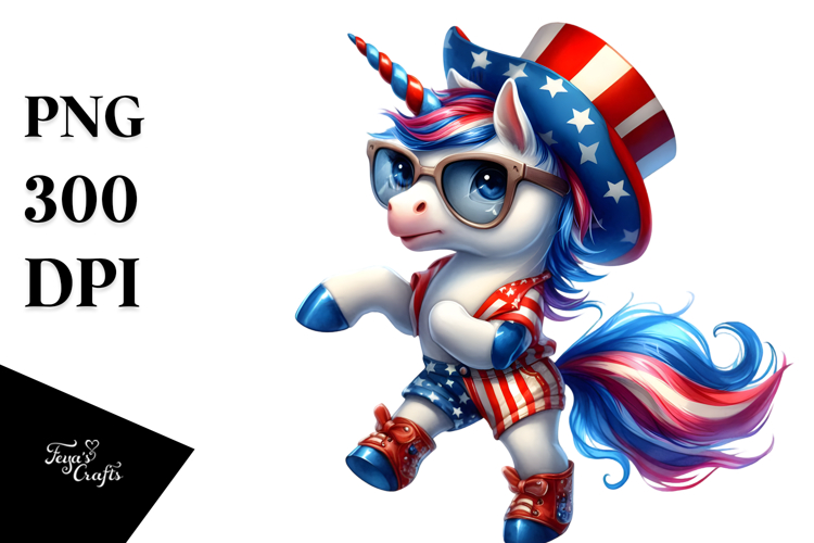 Patriotic Unicorn with Vintage Wear, Vibrant PNG