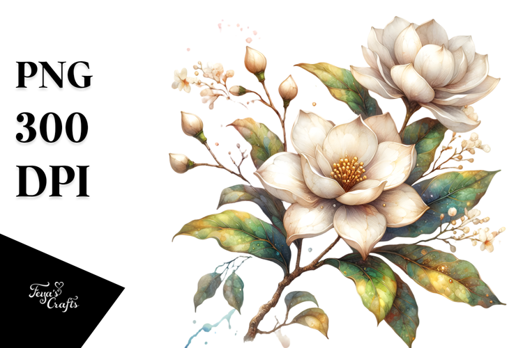 Gardenia with Watercolor Splash PNG