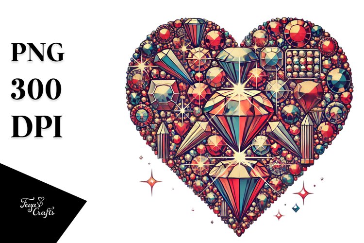 Retro Diamond Heart, PNG