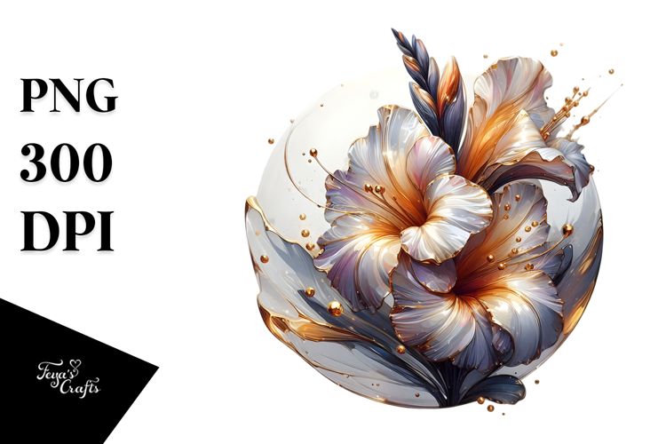 Abstract Gladiolus with Golden Insertions PNG