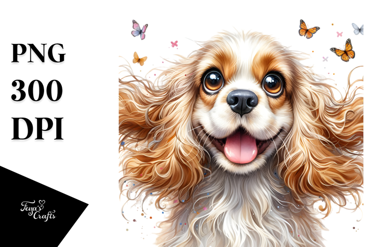 Watercolor Cocker Spaniel with Crazy Furr