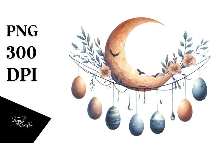 Moon with Eggs Hanging PNG