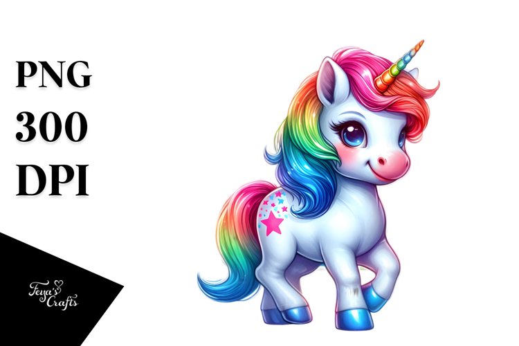 Baby Unicorn in Warsaw Park, Watercolor PNG