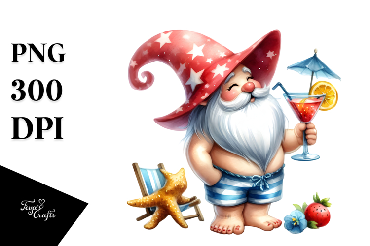 Whimsical Gnome Drinking a Cocktail
