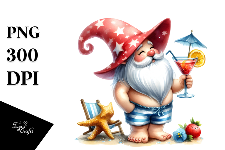 Whimsical Gnome with Cocktail, Transparent PNG