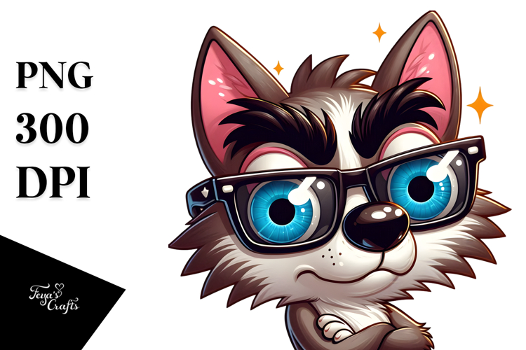 Goofy Wolf with Sunglasses PNG