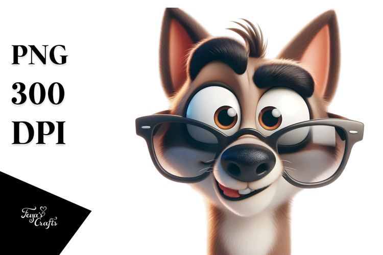 Goofy Wolf with Sunglasses, PNG