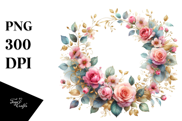 Washed Watercolor Colorful Floral Frame | Sublimation |