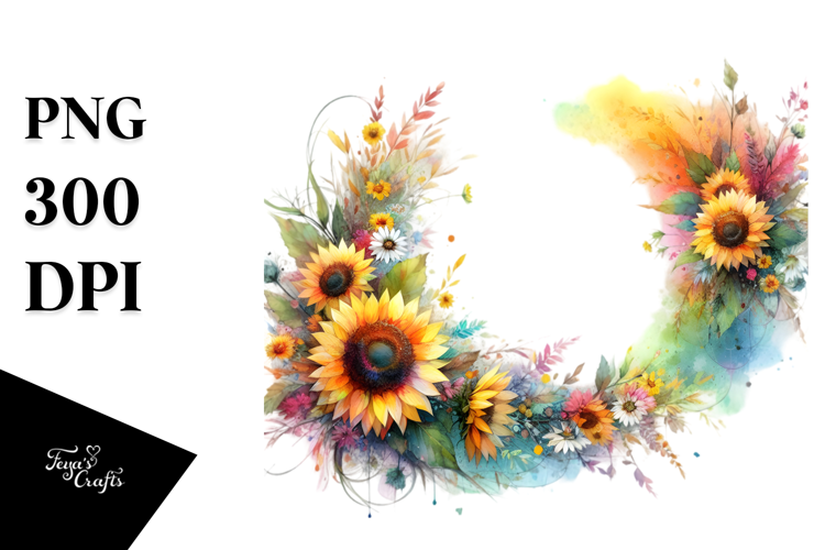 Vibrant Sunflower Abstract Horizontal Frame | Sublimation |