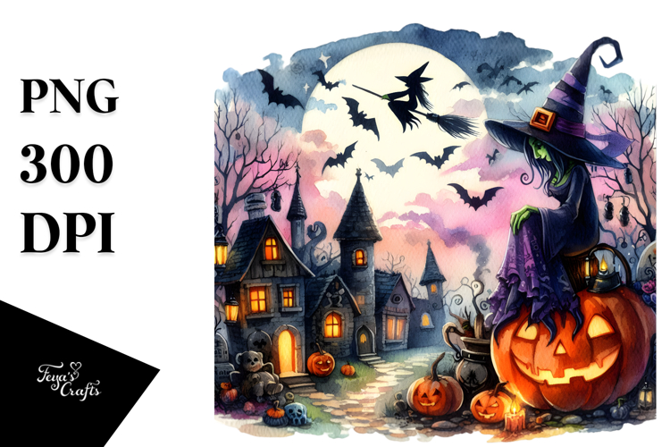 Vibrant Witch Halloween | Sublimation | Clipart.