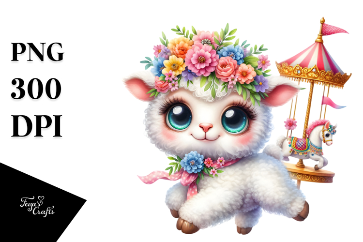 Vibrant Goofy Cute Baby Lamb PNG
