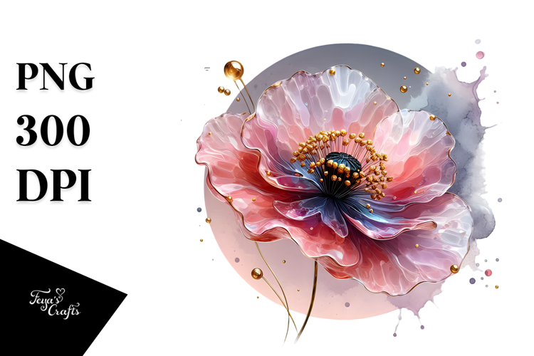 Abstract Poppy with Golden Insertions PNG