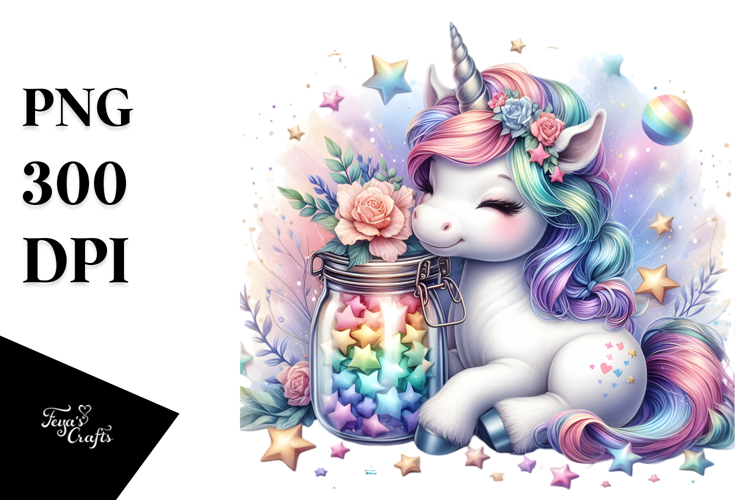 Cute Unicorn Stars PNG