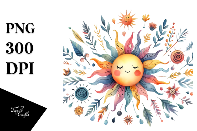 Simple Colorful Smiling Sun PNG