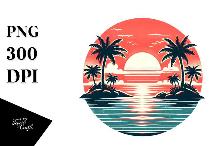Vintage Tropical Island Sunset, 20 oz Tumbler