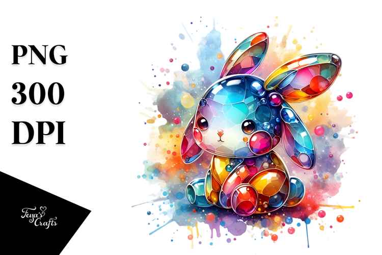 Pastel Bunny on Splashy Background PNG