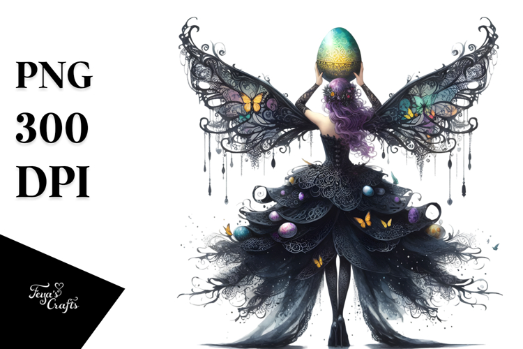 Creative Gothic Fairy with Easter Egg PNG