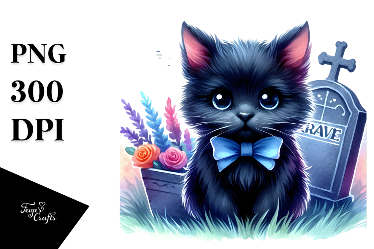 Cute Black Cat, Baby, Graves Clipart