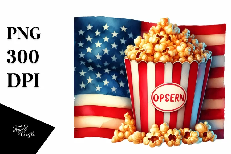 colorful Vintage Popcorn USA Flag Colors Clipart