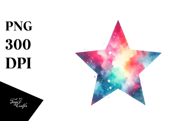 Colorful Pastel Star, Watercolor Clipart