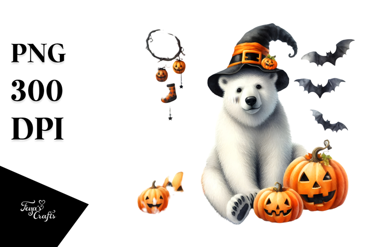 Polar Bear Dressed for Halloween PNG