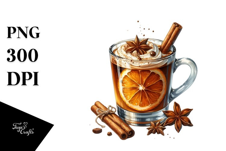 Watercolor Hot Buttered Rum Clipart example image 1
