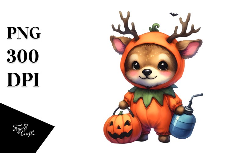 Cute Baby Elk Dressed for Halloween | Sublimation Clipart