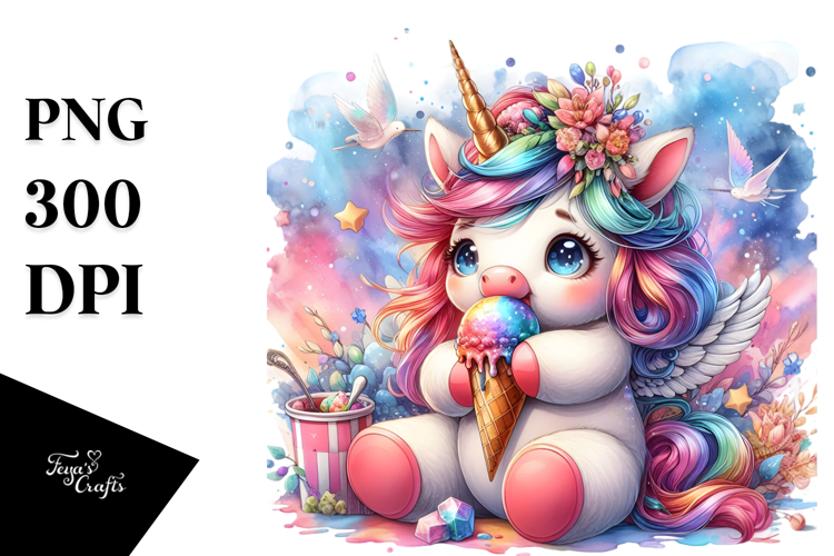 Unicorn Eating Ice Cream PNG