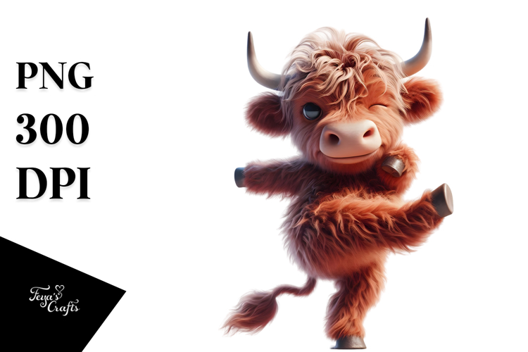 Dancing Highland Cow PNG