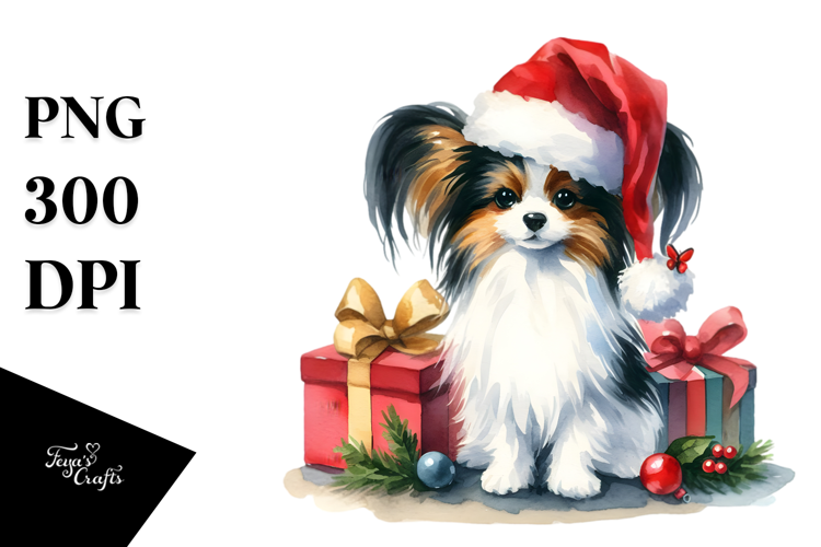 Cute Christmas Papillon PNG