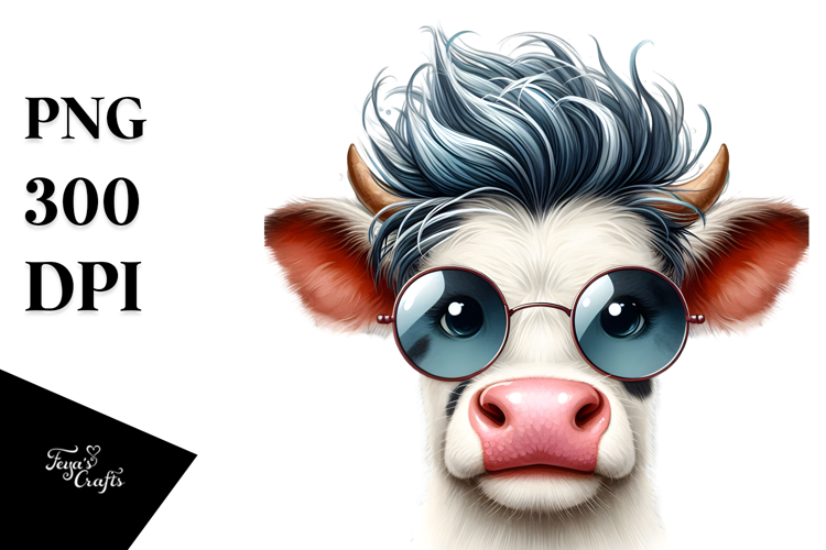 Watercolor Cow Portrait, Transparent PNG