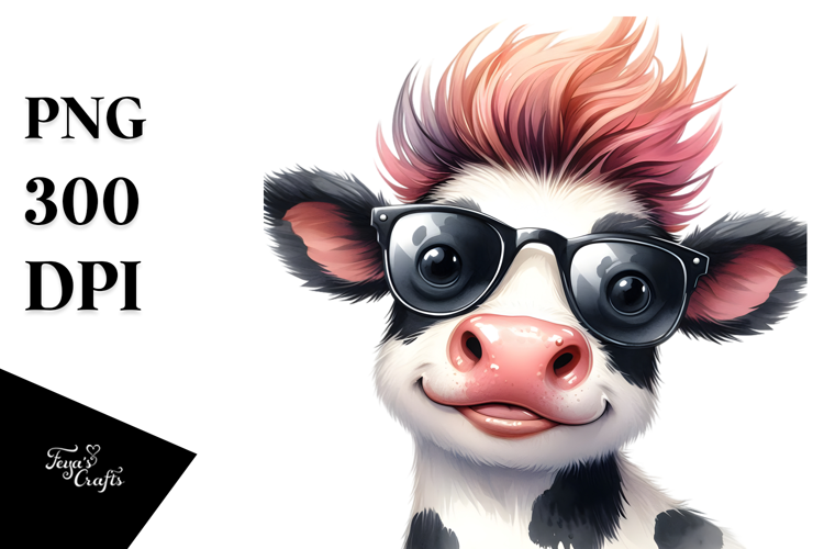 Watercolor Cow Portrait, Transparent PNG