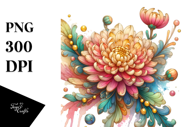Detailed Vibrant Chrysanthemum PNG