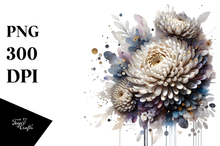 Colorful Chrysanthemum with Metallic Insertions