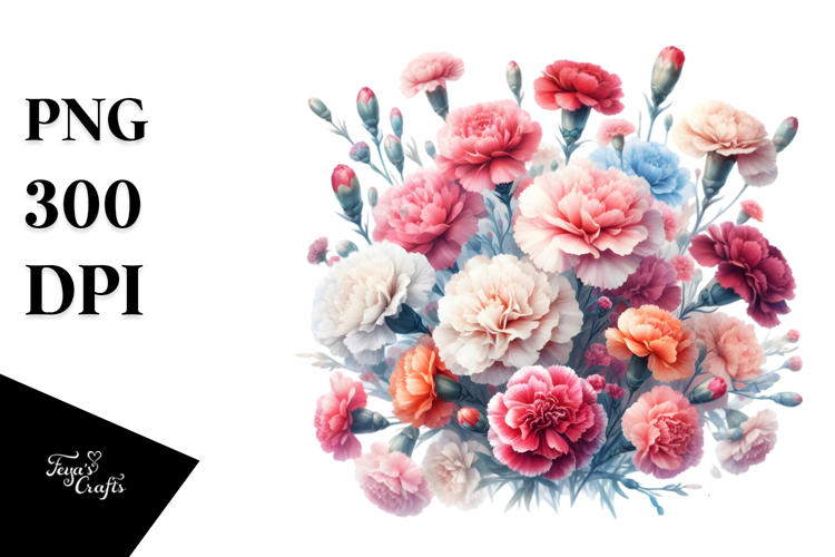 Colorful Carnation Watercolor PNG