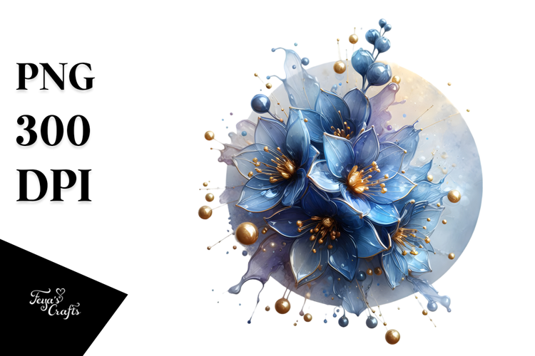 Abstract Delphinium with Golden Insertions PNG