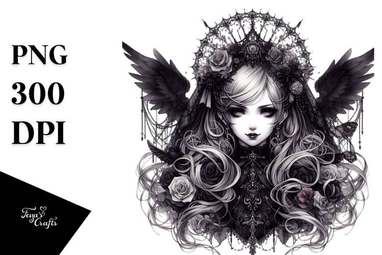 Detailed Gothic Girl PNG example image 1