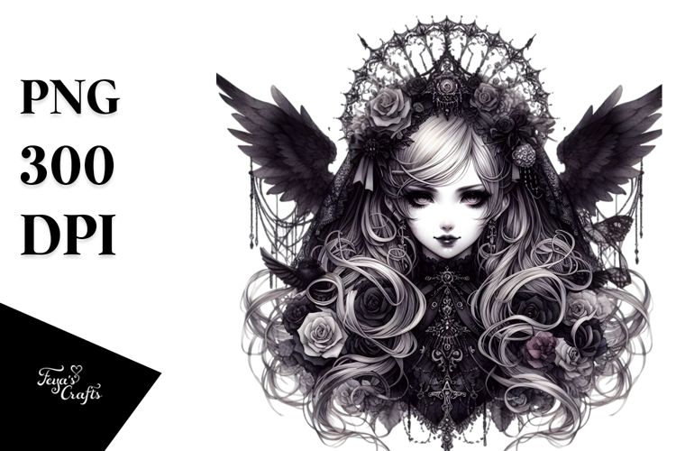 Detailed Gothic Girl PNG
