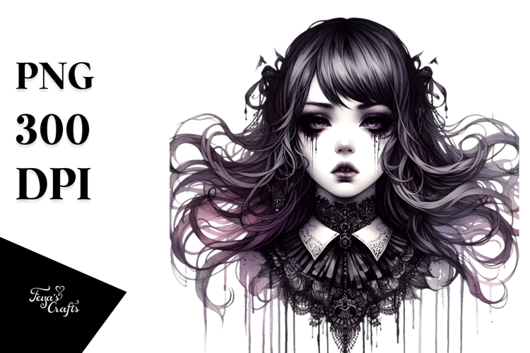 Detailed Gothic Girl PNG