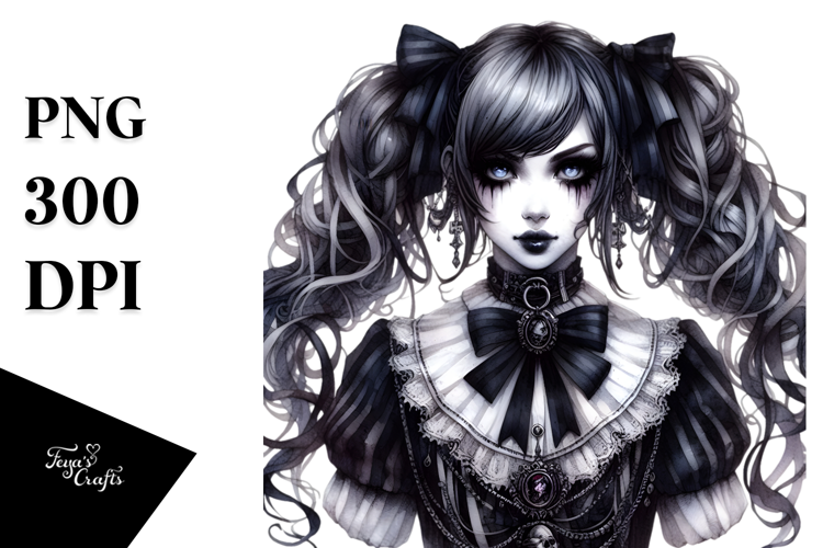 Detailed Gothic Girl PNG