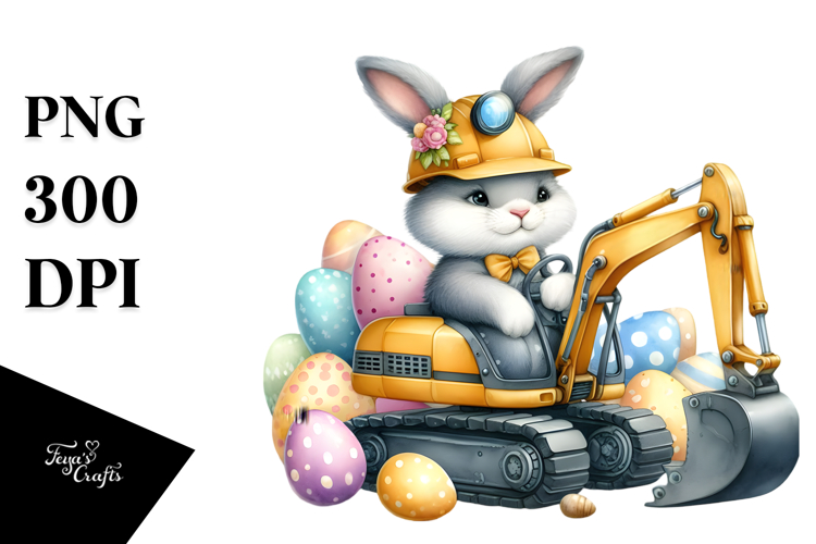 Funny Bunny with Excavator, PNG