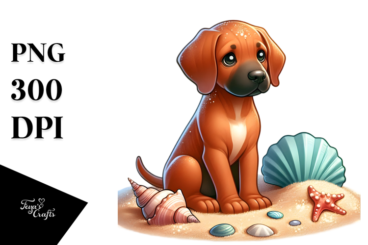 Cute Rhodesian Ridgeback in Sand | Sublimation Clipart