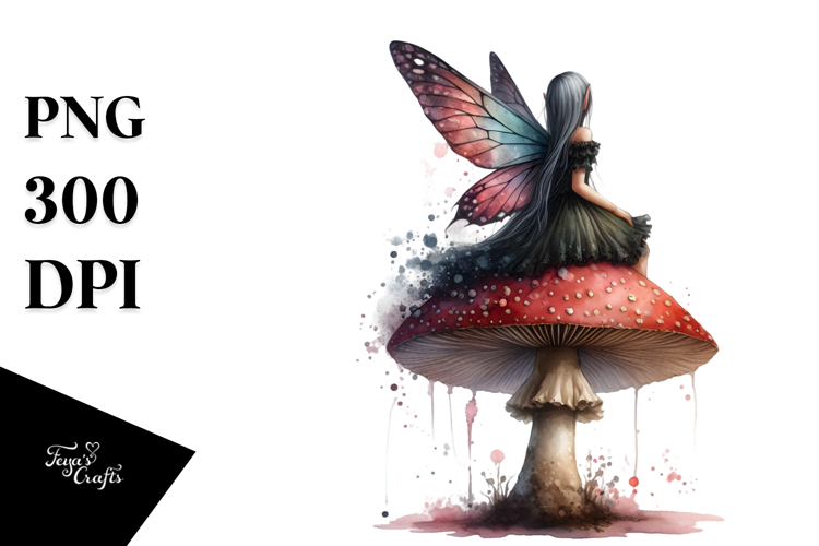 Gothic Fairy on Mushroom PNG