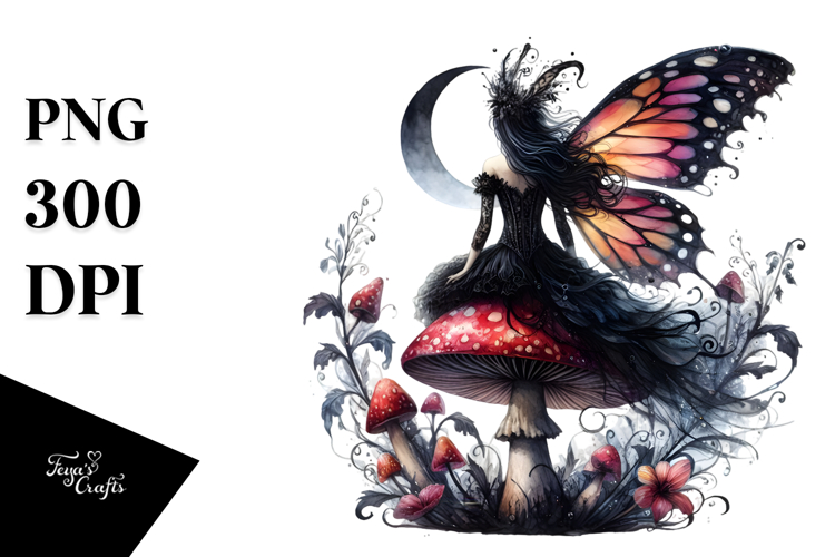 Gothic Fairy on Mushroom PNG